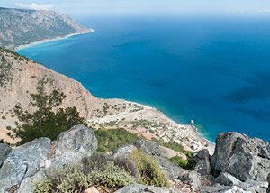 View of Agia Roumeli from a hill above the village - click to enlarge